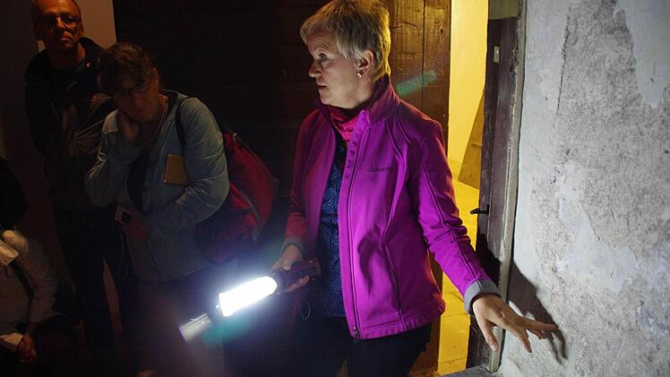 Petra Zenkel-Schirmer erläuterte die unterschiedlichen Putzschichten an "einer besonderen Wand". Foto: Marco Meißner