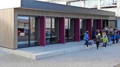 Auf dem Platz der alten Aula wurde die neue Mensa errichtet.