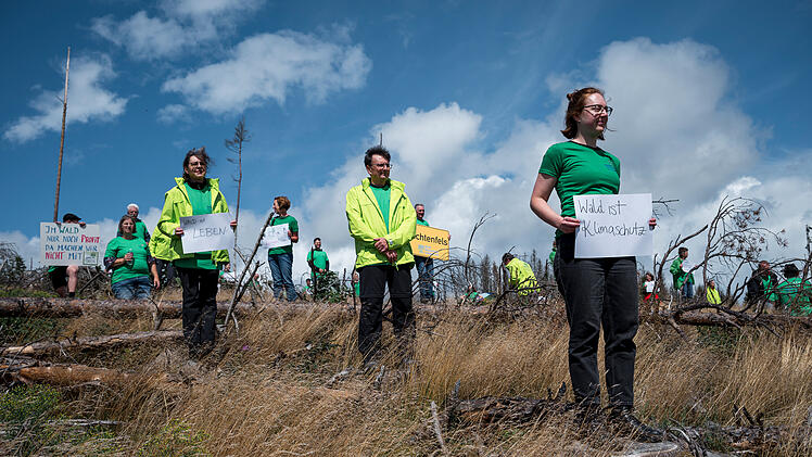 Ludwigsstadt im Frankenwald: Klimasch&uuml;tzer-Aktion gegen Waldsterben und Klimakrise