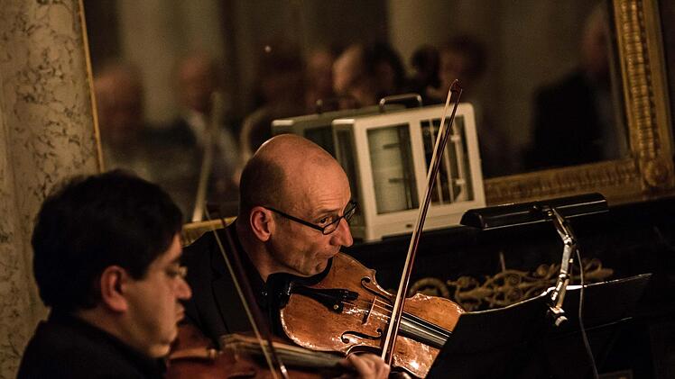 Begeisterten Beifall erhielten das Bamberger Streichquartett beim Auftritt im Marmorsaal von Schloss Rosenau.Foto: Jochen Berger