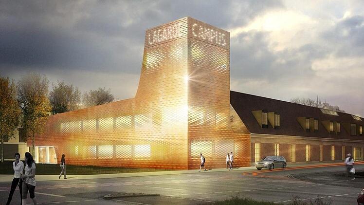 So soll das Digitale Gründerzentrum auf der Lagarde-Kaserne einmal aussehen. Illustration: Stadt Bamberg