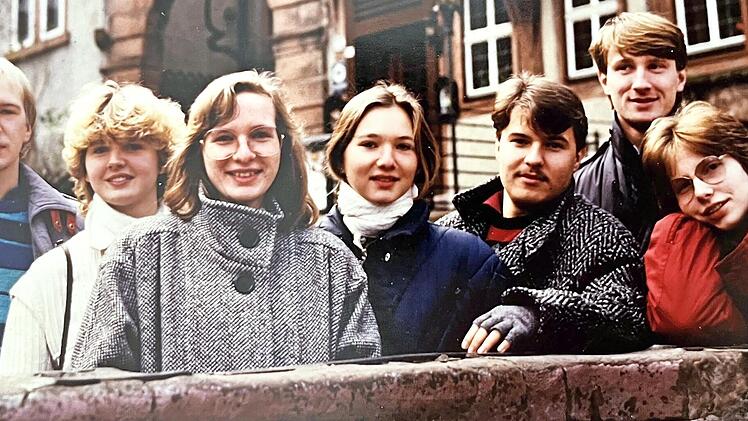 Die junge Band Anfang der 1980er Jahre (von links): Bernhard Maisch, Judith Kröner, Gitta und Uschi Maisch, Philipp Arnold, Wolfgang und Eveline Bottler.