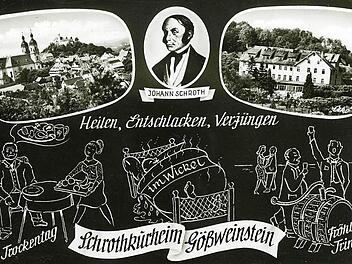 In Rückbesinnung auf die guten alten Zeiten, als der Ort als Kurzentrum berühmt war, warb Gößweinstein 1965 mit einer Schrothkur um Gäste. Repro: löw