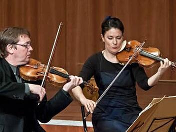Lebendiges Zusammenspiel: Primgeiger Ulrich Isfort und Annette Reisinger an der 2. Violine. Fotos: Jochen Berger