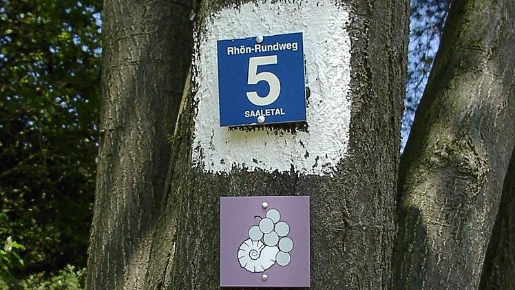 Rundwanderweg "Wein und Stein", mit Ceratiten und Trauben gekennzeichnet