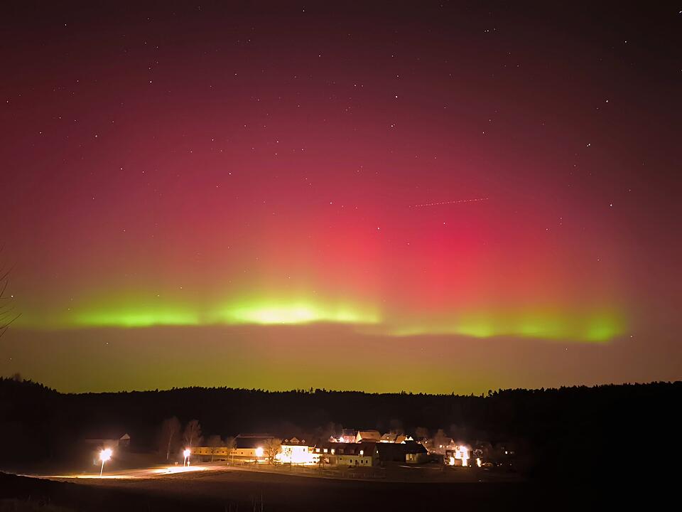 Polarlicht &uuml;ber Sachsen bei Ansbach