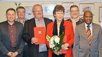 Ehrungen bei der SPD Weidhausen (von links): Heinz Köhler, Carsten Höllein, Bertram Querfeld, Bernd Faber, Susann Biedefeld, MdL Michael Busch, Athie Abouarcy, Klaus Lippert  Foto: privat
