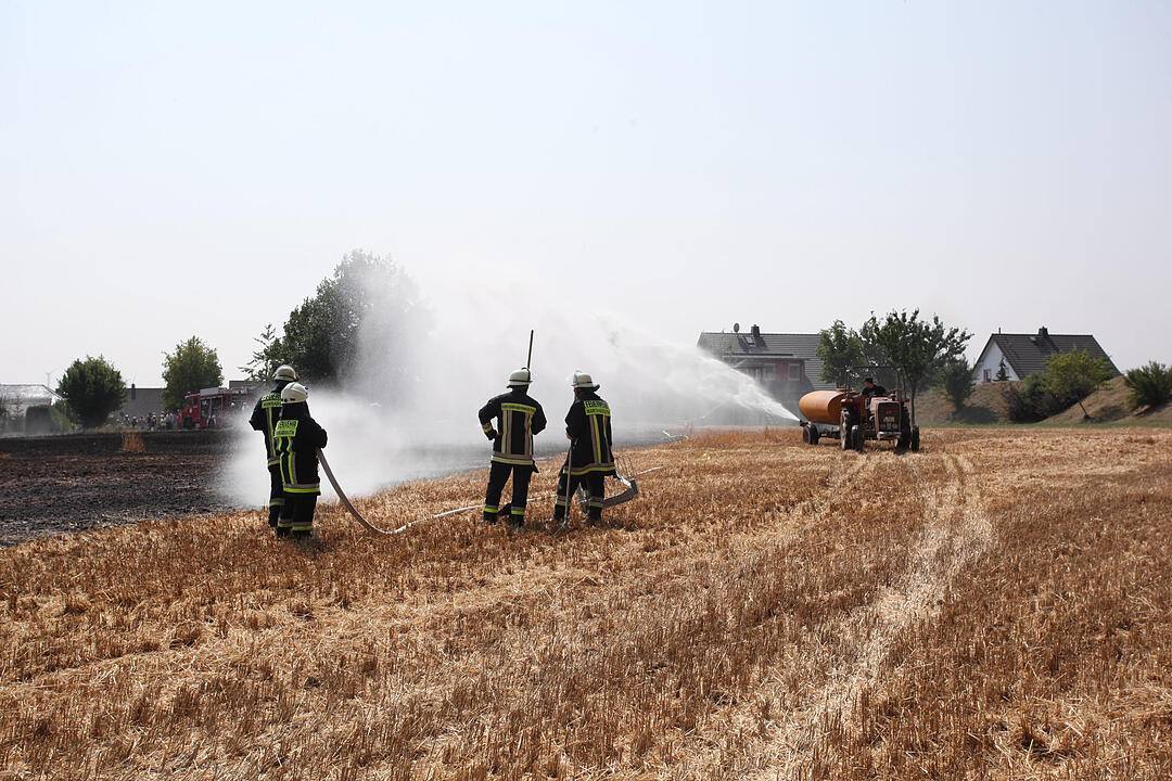 Feldbrand drohte auf Wohngebiet überzugreifen