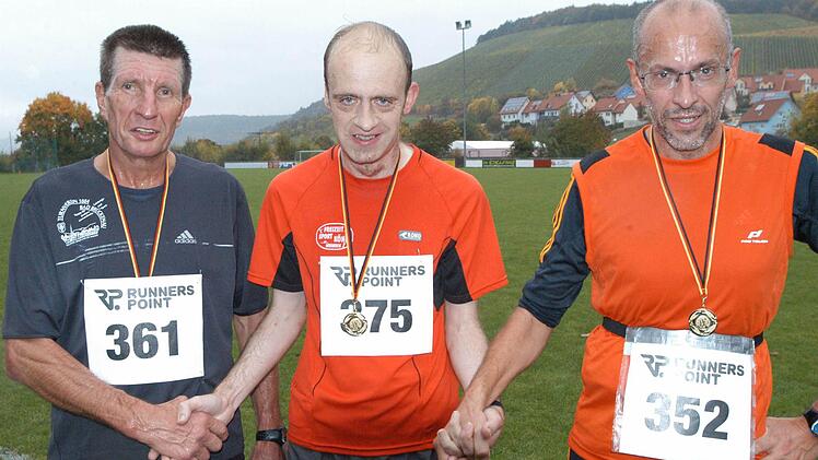 Die Gesamtsieger: (von links): Reinhart Vogler (TV Bad Brückenau), Werner Weth (SV Vasbühl) und Stefan Riesner (Reservisten Wildflecken).
