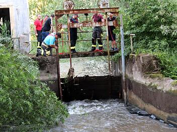Das Wasser floss durch das defekte Wehr sehr schnell ab.    Foto: Johanna Blum