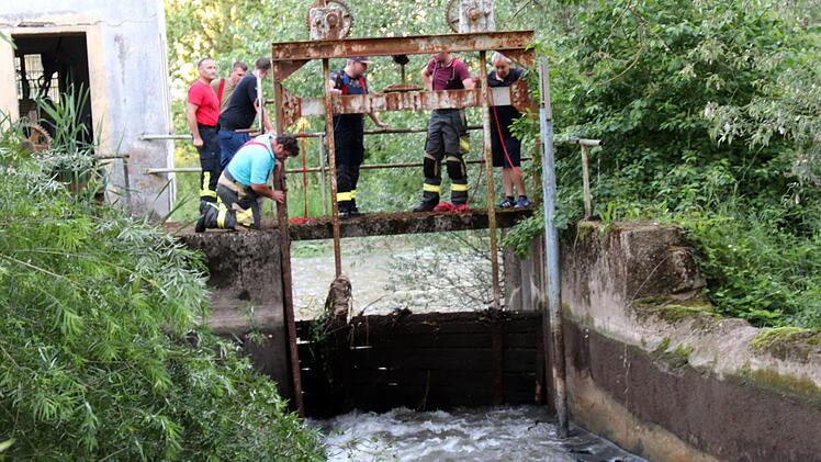 Das Wasser floss durch das defekte Wehr sehr schnell ab.    Foto: Johanna Blum