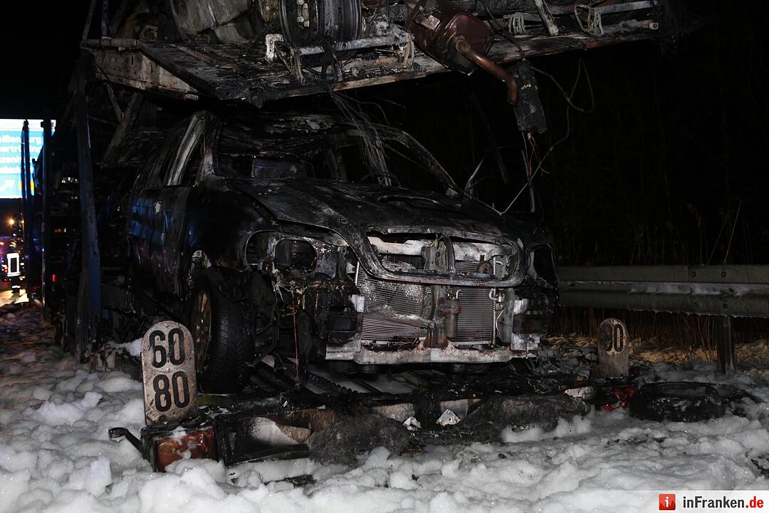 Lkw fängt auf A6 bei Herriden Feuer