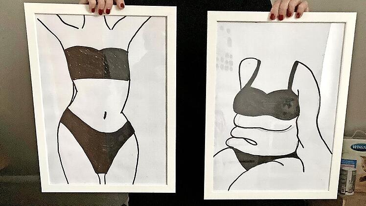 Stefanie zeichnet gern und viel. Die beiden Körperansichten hängen bei ihr im Wohnzimmer an der Wand.