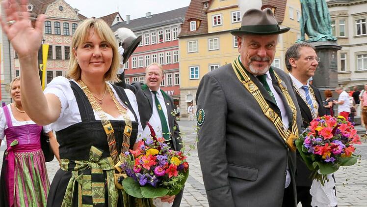 Beim Schützenauszug am 3. August. Foto: Barbara Herbst