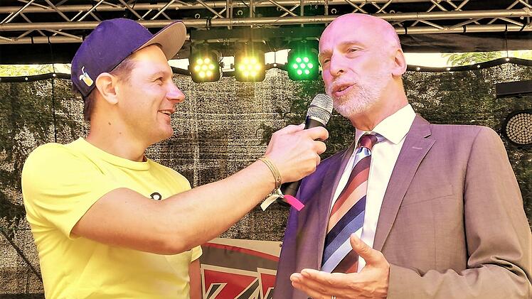 TV-Moderator André Gatzke (links) im Gespräch mit Oberbürgermeister Kay Blankenburg. Sigismund von Dobschütz