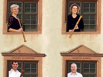 Das Ensemble La Speranza - Birgit Bahr, Blockflöte, Annette von Brenndorff, Blockflöte und Oboe, Jochen Schneider, Fagott, Martin Knizia, Cembalo -  musiziert im Kloster Wechterswinkel. Foto: Mathias von Brenndorff