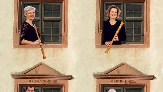 Das Ensemble La Speranza - Birgit Bahr, Blockflöte, Annette von Brenndorff, Blockflöte und Oboe, Jochen Schneider, Fagott, Martin Knizia, Cembalo -  musiziert im Kloster Wechterswinkel. Foto: Mathias von Brenndorff
