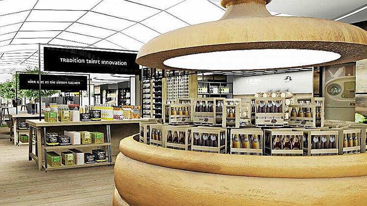 Im stilisierten Sudkessel aus Holz könnte die Biervielfalt Oberfrankens in einem Genusshaus gezeigt werden. Visualisierung: Schrutka-Peukert GmbH Kulmbach