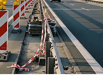 Baumaßnahmen an einer Autobahnbrücke