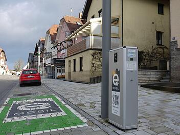 Die ersten E-Ladeplätze im Landkreis Kronach entstanden 2016 in der Ortsmitte von Mitwitz.Foto: Rebecca Vogt