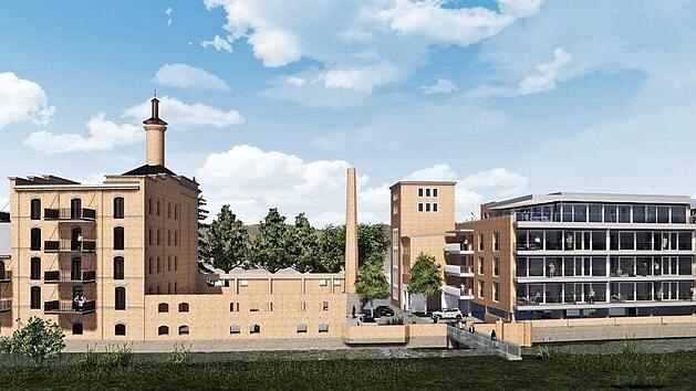 So soll das sanierte Industriedenkmal einmal aussehen. Die schematische Darstellung wurde bereits bei der Alten M&auml;lzerei (links) umgesetzt.