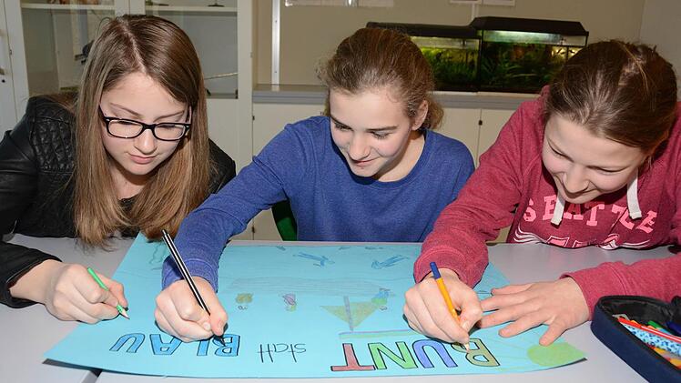 "Bunt statt blau": Kulmbacher Realschüler gestalten Wettbewerbs-Plakate. Foto: Dagmar Besand
