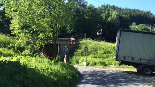 Der Laster steckte in der Wiese fest.  Foto: Auto-Reier