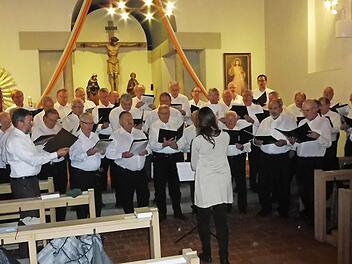 Die drei Gesangvereine Johannisthal, Oberlangenstadt und Schmölz unter der Chorleitung von Agnes Kauffer konnten beim Patronatsfest in Küps für eindrucksvolle Stimmung sorgen. Foto: Dieter Wolf