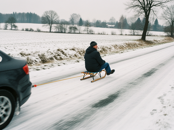 Mann mit Schlitten in Polen auf Gegenfahrbahn geschleudert