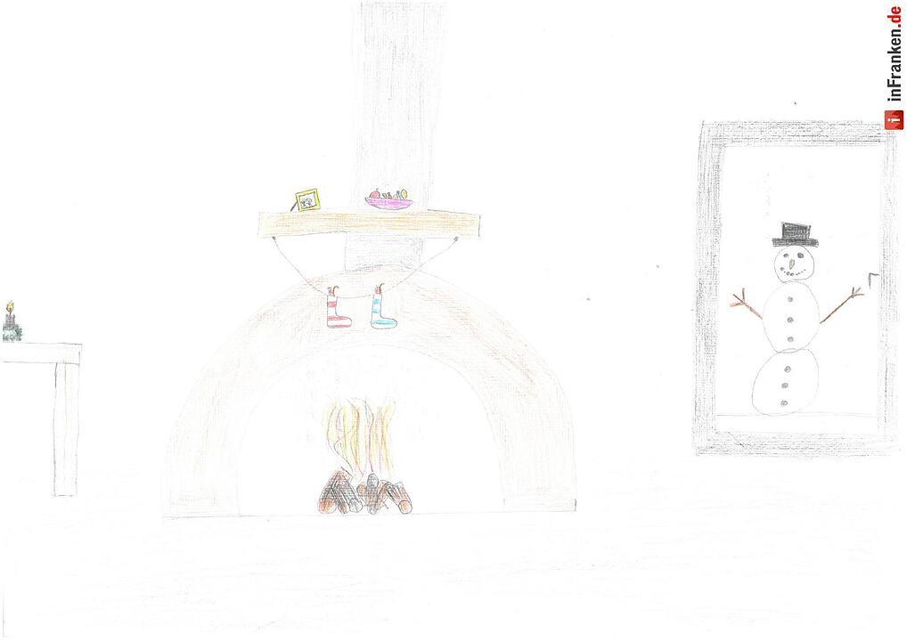 Selbstgemalte Weihnachtsbilder von Kindern aus Franken 2016