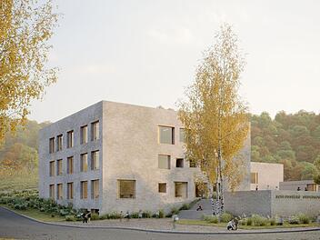 Die Visualisierung zeigt den geplanten Neubau der Nüdlinger Grundschule.