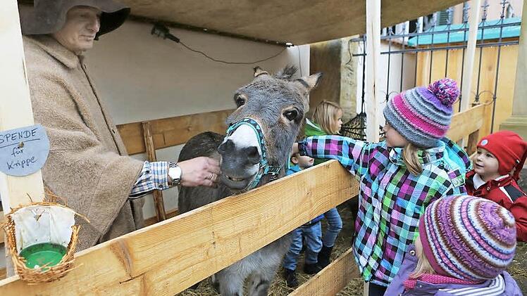 Esel Max ließ sich liebevoll von Groß und Klein verwöhnen. Foto: Barbara Herbst