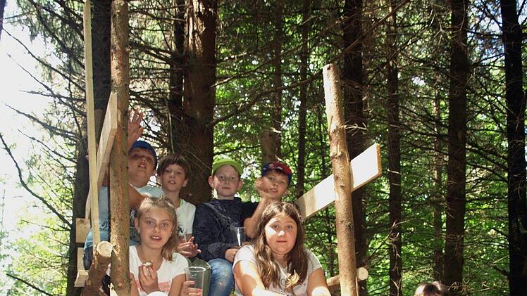 In nur zweieinhalb Stunden entstand dieser Jägersitz im neuen Schulwald von Wallenfels  Foto: Susanne Deuerling