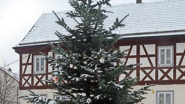 Der dreij&auml;hrige Luis und sein vierj&auml;hriger Bruder Luca schm&uuml;cken den Christbaum im Wei&szlig;enbrunner Paradies mit selbstgebastelten Weihnachtsgl&ouml;ckchen. Mutter Franziska Wich und B&uuml;rgermeister J&ouml;rg Neubauer halfen ihnen. Neubauer steuerte noch eine ganz besondere Weihnachtskugel mit dem Gemeindewappen darauf bei.  Foto: Karl-Heinz Hofmann