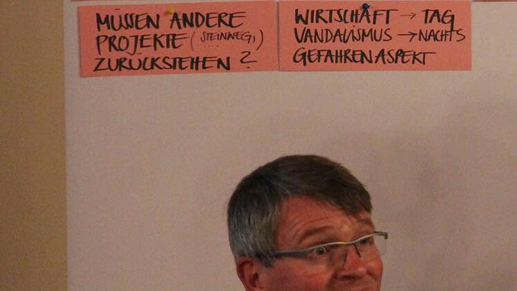 Andreas Heipp vor der "Schwächen"-Tafel.