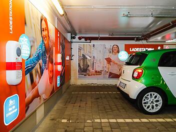 In Bamberg entstehen etliche neue Ladesäulen, wie hier  in der Tiefgarage der Konzert- und Kongresshalle.Foto: Matthias Hoch