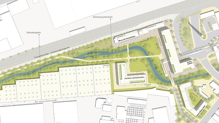 Die Planungen für den Campus aus der Vogelperspektive. Grafik: Archiv/Büro Schirmer