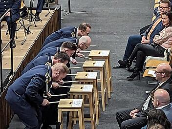 Ein eindrucksvolles Konzert gab das Luftwaffenmusikcorps Erfurt in der Mehrzweckhalle Münnerstadt.