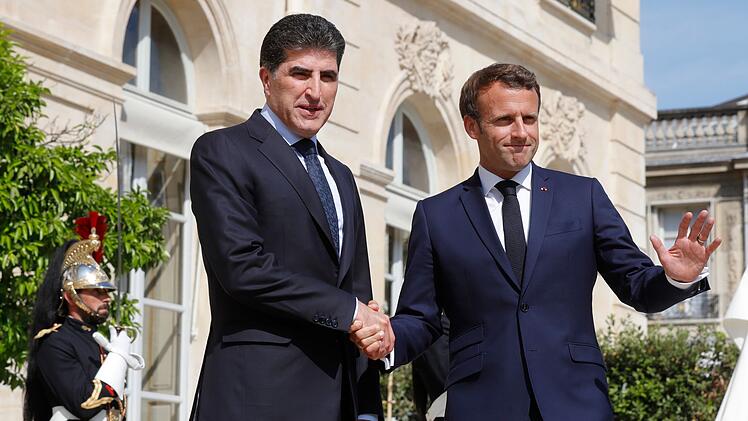 Kurdenpr&auml;sident Barsani mit Emmanuel Macron