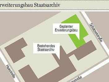Auf der Skizze ist zu sehen, wo sich der Neubau befinden wird. Fotos: Ronald Rinklef