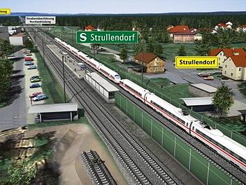 Auf der Westseite (links) des S-Bahn-Halts muss sich Strullendorf einen barrierefreien Zugang erst noch erstreiten.Illustration: Deutsche Bahn