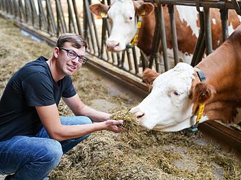 Kühe zu ernähren ist eine Wissenschhaft für sich. Markus Unger hat das in seiner Ausbildung zum Landwirt gelernt. Foto: Adriane Lochner