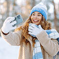 Handy, Smartphone, Winter, Kälte, Foto, Selfie