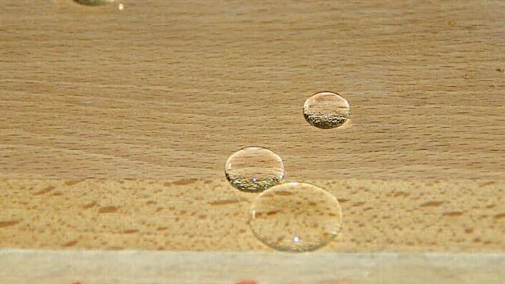 Lotus-Effekt nennt man es, wenn Oberflächen Wasser und auch Schmutz einfach abperlen lassen. Im Wettbewerb "Jugend forscht" hat der Gymnasiast Toni Oehm aus Sylbach ein Verfahren entwickelt, solche Oberflächen als Abdruck von natürlichen Vorbildern nachzubilden.  Fotos: Sabine Weinbeer