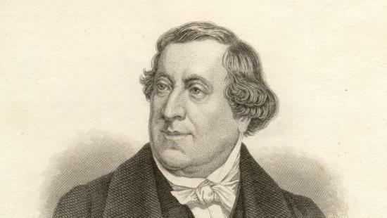 Der italienische Komponist Gioacchino Rossini weilte 1856 zur Kur in Kissingen. In dieser Zeit arbeitete er  auch nachweislich an der Arie "Mi lagnerò tacendo". Quelle: Stadtarchiv, Graphische Sammlung