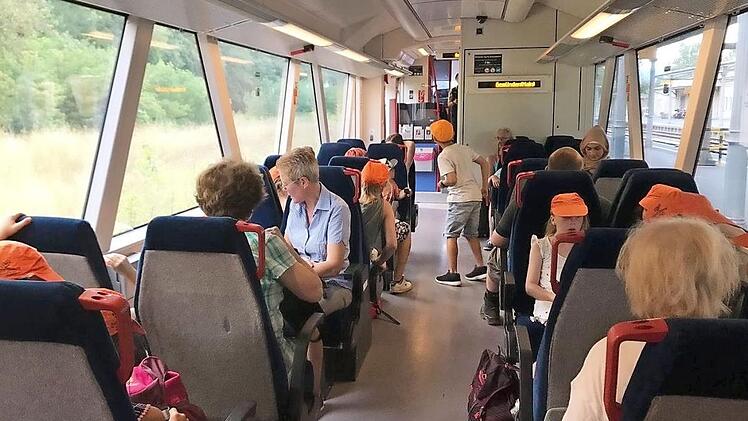 Im Zug durch das Saaletal: 25 Kinder fuhren im Rahmen eines Ferienprogramms der Frauen-Union nach Gemünden.  Foto: Werner Vogel