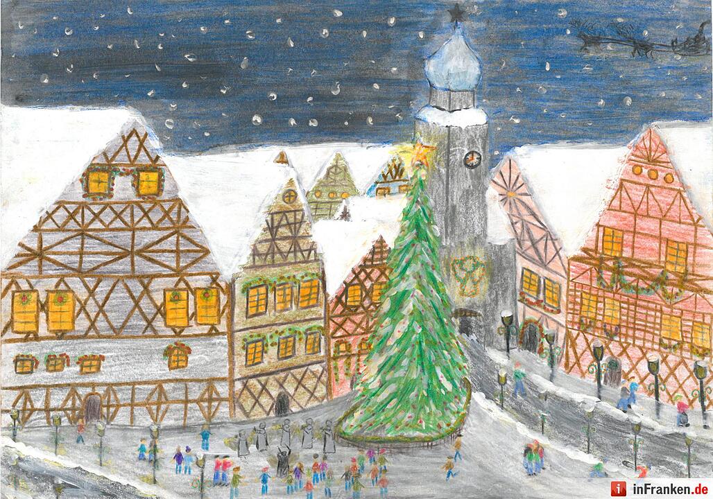 Selbstgemalte Weihnachtsbilder von Kindern aus Franken 2016