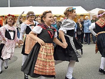 Die Trachtentanzgruppe der Volksschule Wildenheid-Haarbrücken tritt zum ersten Mal mit der "Sternpolka" auf. Fotos: Daniela Pondelicek