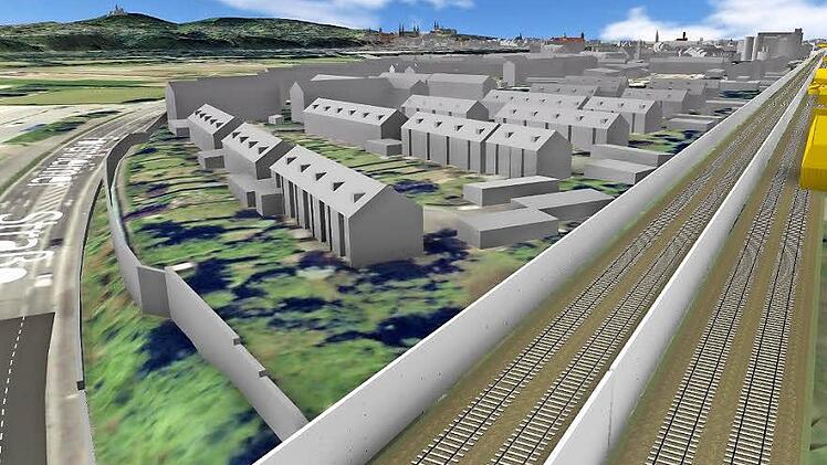 Die Planung im Bereich der Gereuth. Im Vordergrund die Unterführung der Forchheimer Straße unter der Bahnlinie. Grafik: Stadt Bamberg
