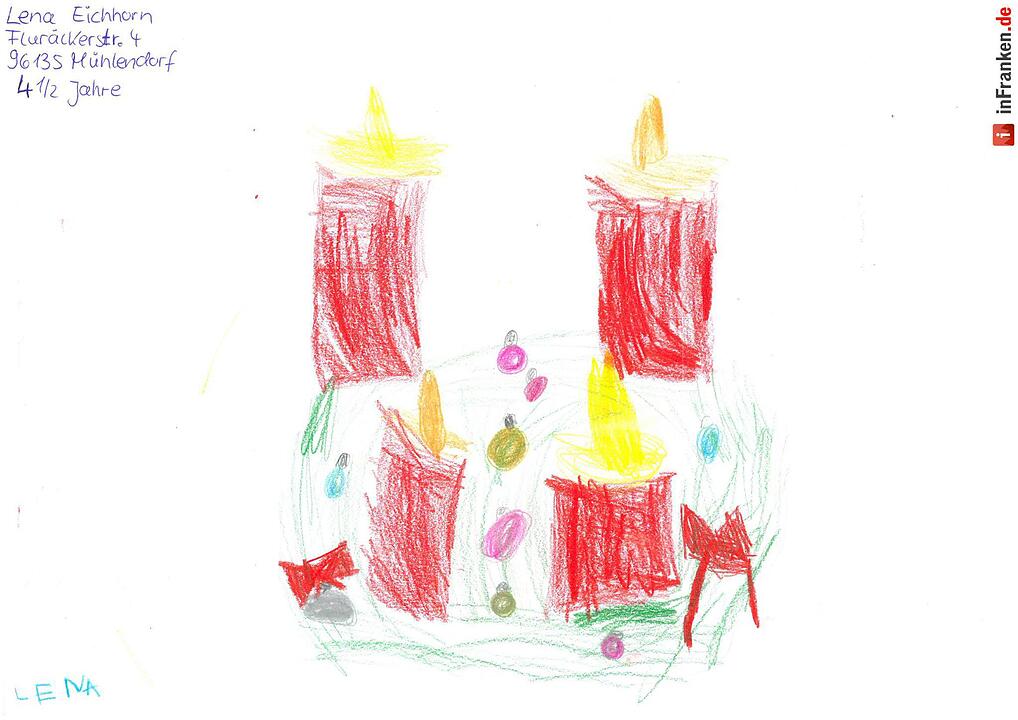 Selbstgemalte Weihnachtsbilder von Kindern aus Franken 2016